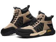 Men’s Safety Shoes with Color-Block Design Durable Industrial & Construction Work Boots