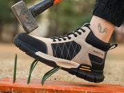 Men’s Safety Shoes with Color-Block Design Durable Industrial & Construction Work Boots
