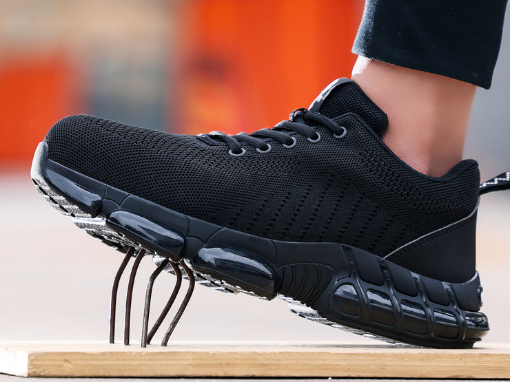 Air Cushion Steel Toe Shoes for Men Breathable Slip On Lightweight Work Safety Sneakers