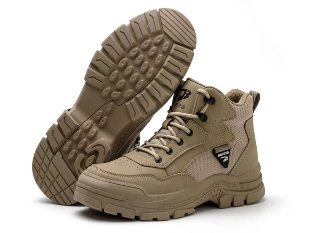 Work Boots for Men Water Resistant Steel Toe Non-Slip Rubber Leather Shoes