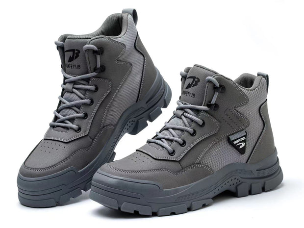 Work Boots for Men Water Resistant Steel Toe Non-Slip Rubber Leather Shoes