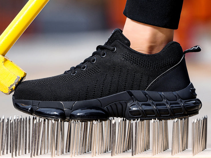 Air Cushion Steel Toe Shoes for Men Breathable Slip On Lightweight Work Safety Sneakers