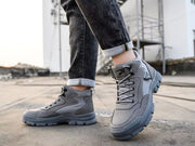Work Boots for Men Water Resistant Steel Toe Non-Slip Rubber Leather Shoes