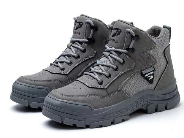 Work Boots for Men Water Resistant Steel Toe Non-Slip Rubber Leather Shoes