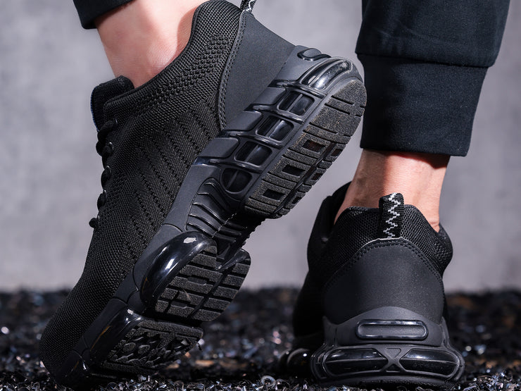Air Cushion Steel Toe Shoes for Men Breathable Slip On Lightweight Work Safety Sneakers