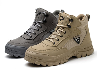 Work Boots for Men Water Resistant Steel Toe Non-Slip Rubber Leather Shoes