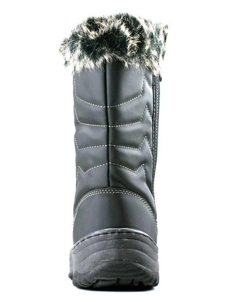 Fashion Waterproof Women Winter Boots Nonslip Warm Snow Boots Mid Calf Rubber Flat Lace Shoes Winter Shoes Wellies - Tanleewa