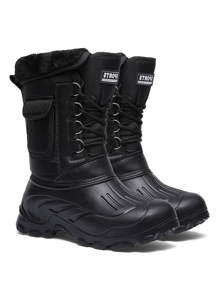 Fur Lined Men’s Snow Boots Waterproof Winter Boots Anti-slip Winter Shoes Outdoor Hiking Boots - Tanleewa