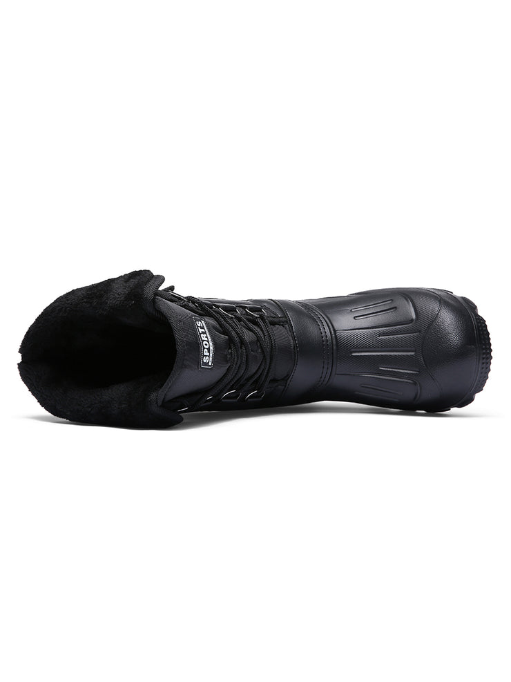 Fur Lined Men’s Snow Boots Waterproof Winter Boots Anti-slip Winter Shoes Outdoor Hiking Boots - Tanleewa