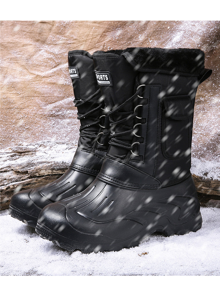 Fur Lined Men’s Snow Boots Waterproof Winter Boots Anti-slip Winter Shoes Outdoor Hiking Boots - Tanleewa